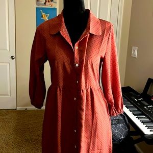 Red Polka Dot Mid Length Dress